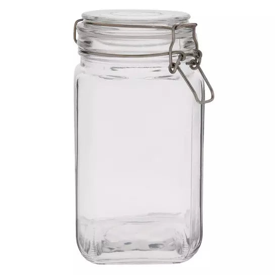 "Bribes" Glass Treat Canister Jar With Latch-Style Lid 44oz