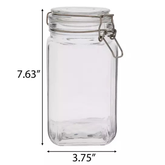 "Bribes" Glass Treat Canister Jar With Latch-Style Lid 44oz