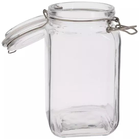 "Bribes" Glass Treat Canister Jar With Latch-Style Lid 44oz