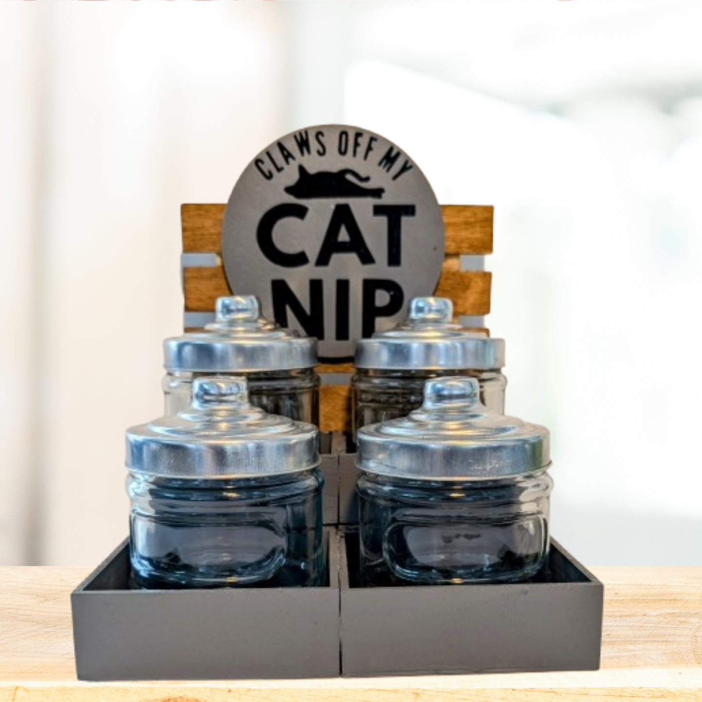 Modern Cylinder Jar Pet Treat Serving Station