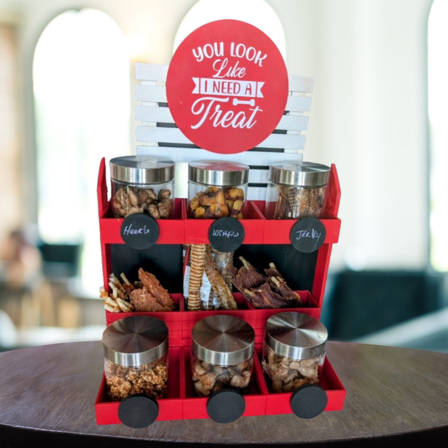 Modern Cylinder Jar Pet Treat Serving Station