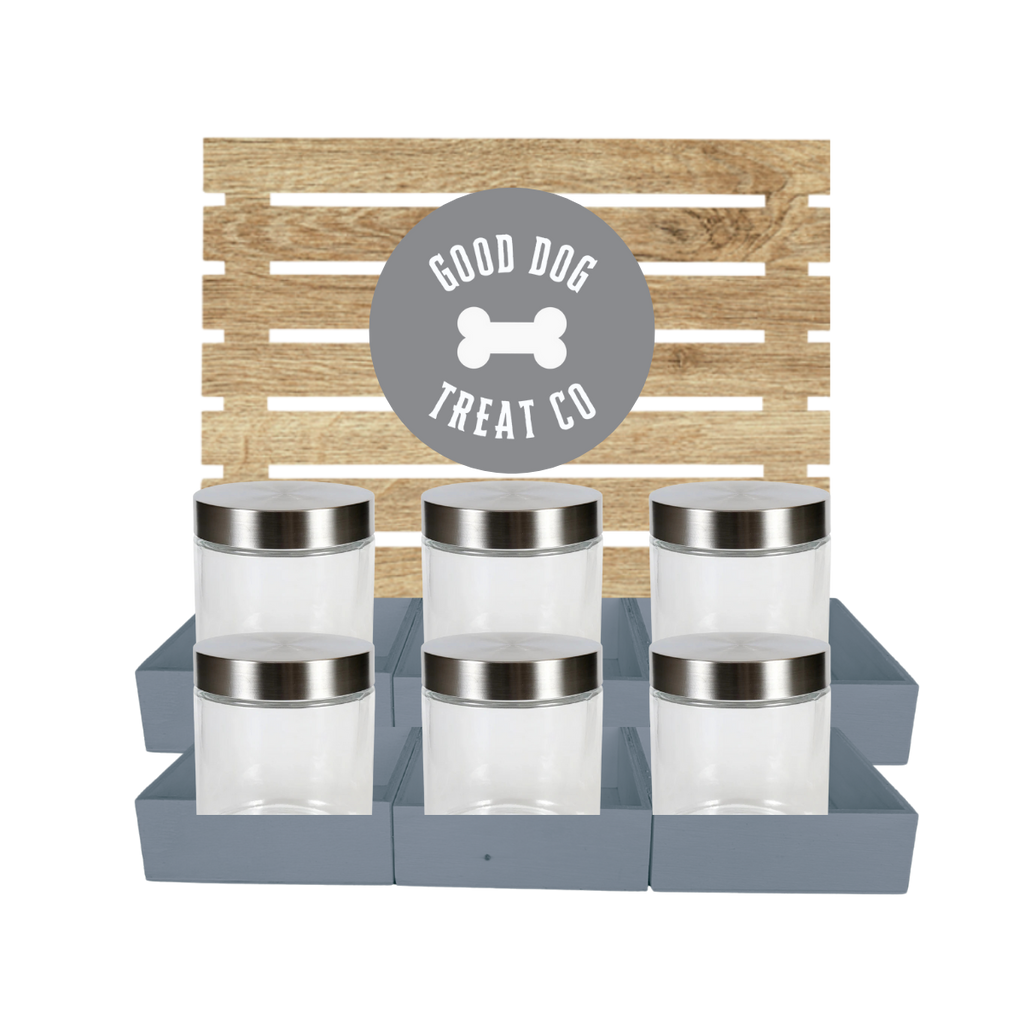 Grey Dog Treat Jar Bar w/ Stainless Lid Jars