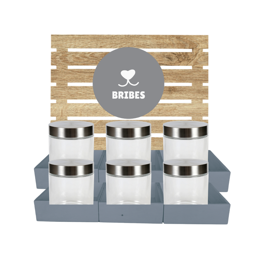 Grey Dog Treat Jar Bar w/ Stainless Lid Jars