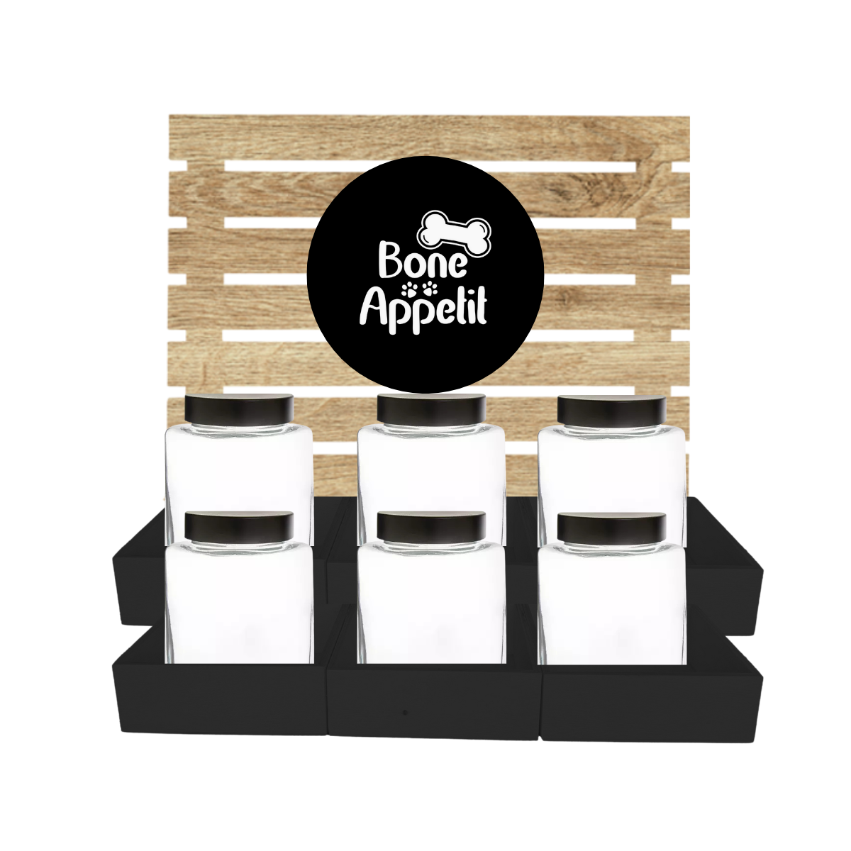 Black Dog Treat Jar Bar w/ Black Lid Jars