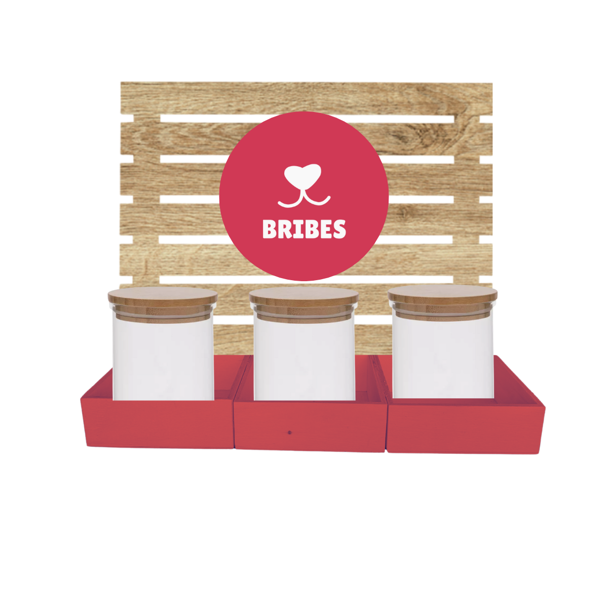 Red Dog Treat Jar Bar w/ Bamboo Canisters