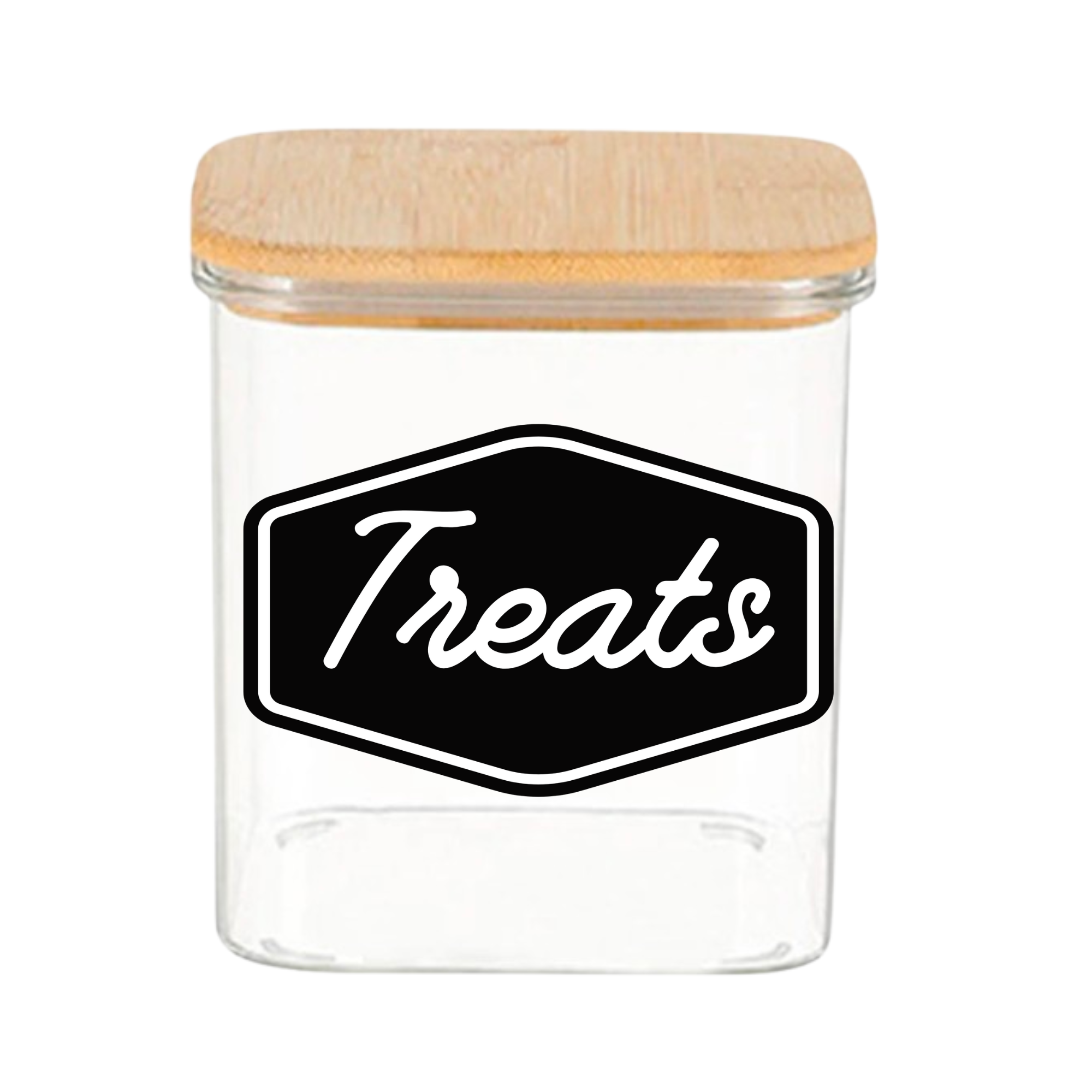 Tall Rectangular Glass "Treats" Canister 37oz