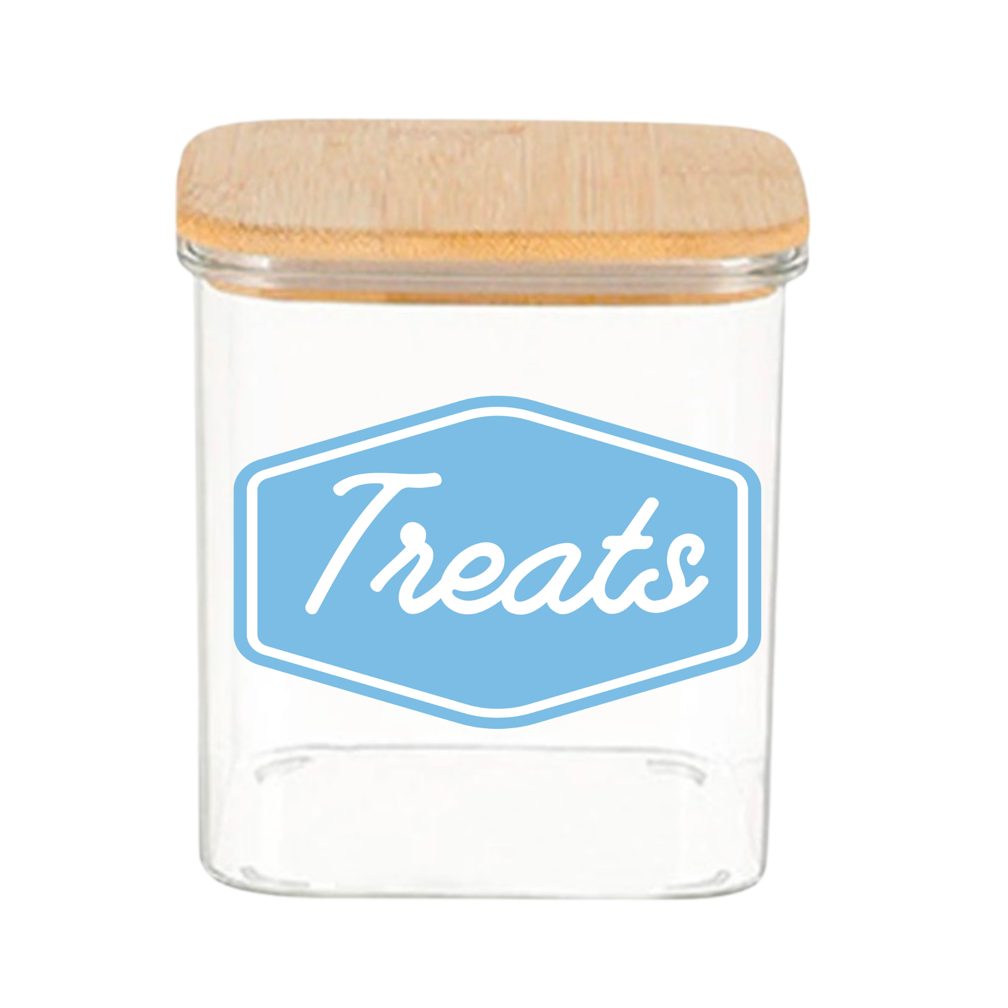 Tall Rectangular Glass "Treats" Canister 37oz
