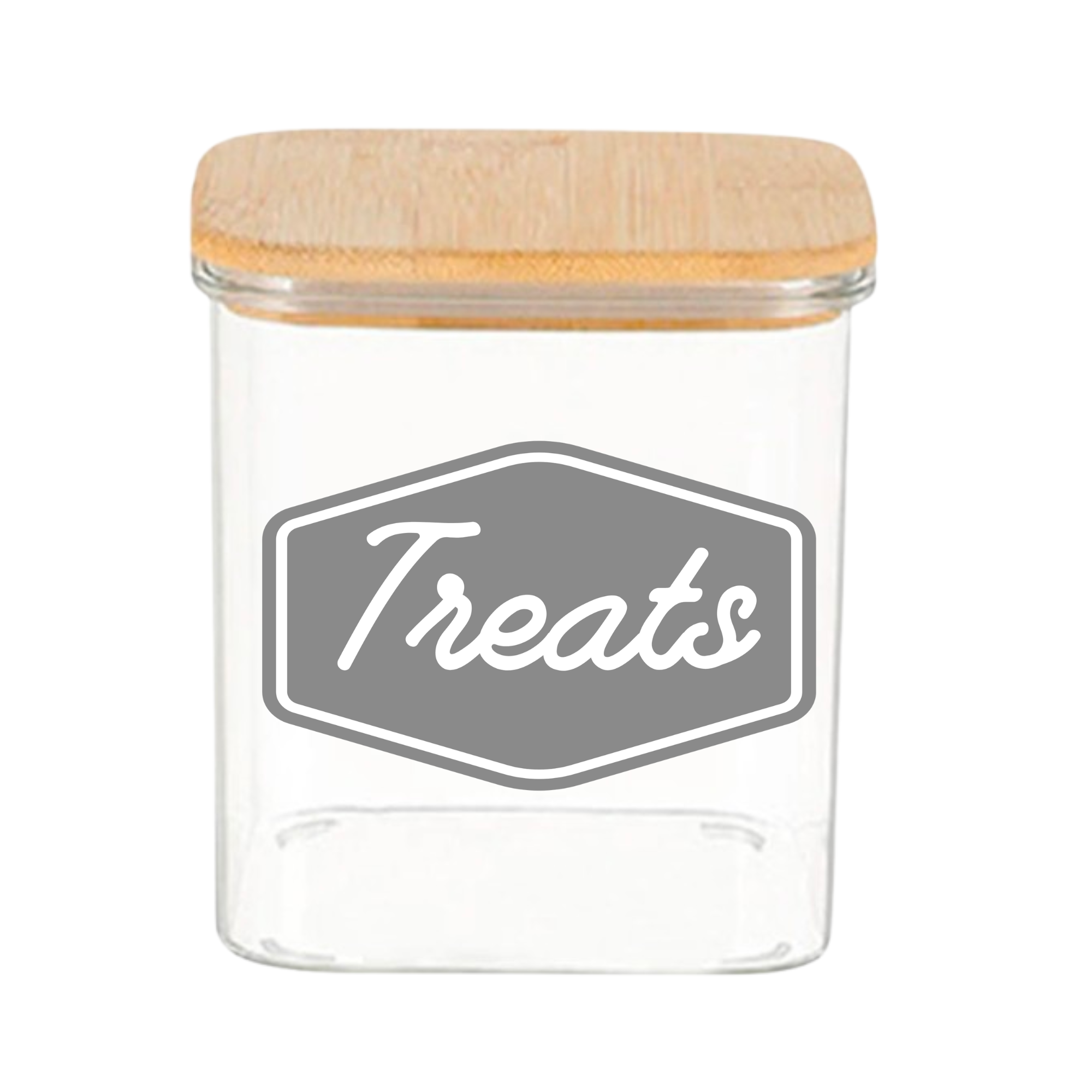 Tall Rectangular Glass "Treats" Canister 37oz