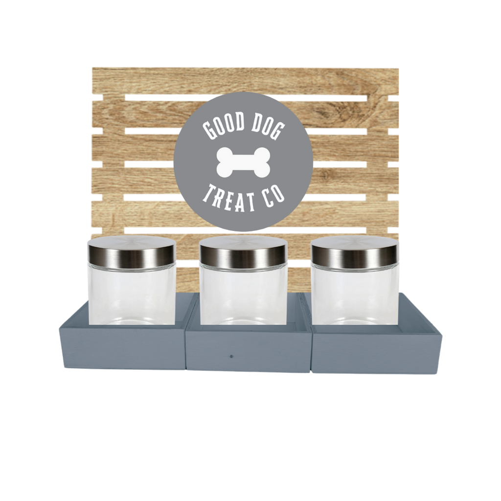 Grey Dog Treat Jar Bar w/ Stainless Lid Jars