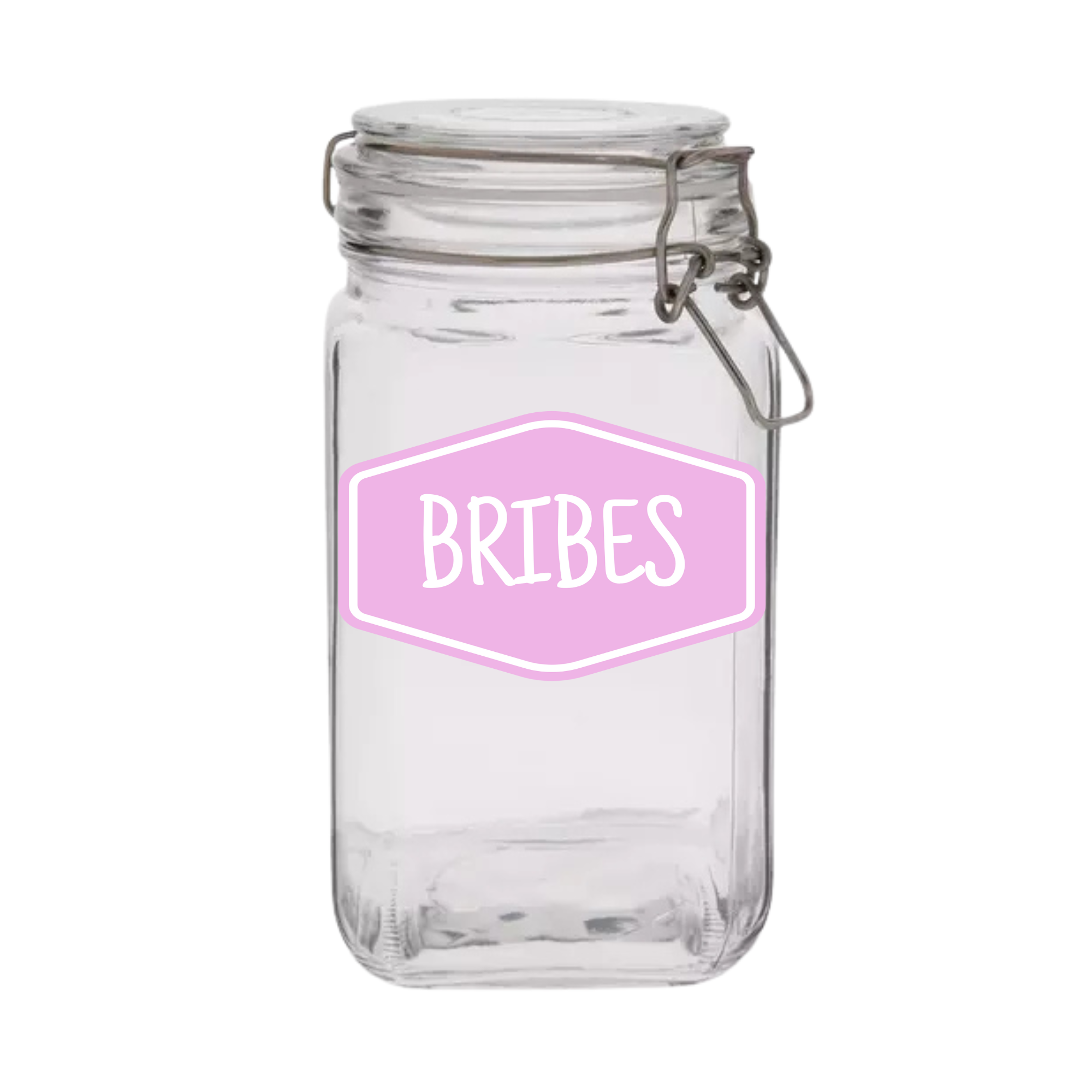 "Bribes" Glass Treat Canister Jar With Latch-Style Lid 44oz
