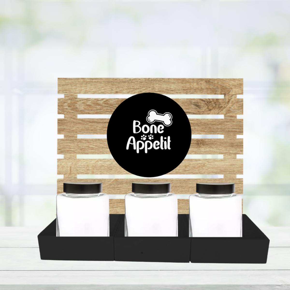 Black Dog Treat Jar Bar w/ Black Lid Jars
