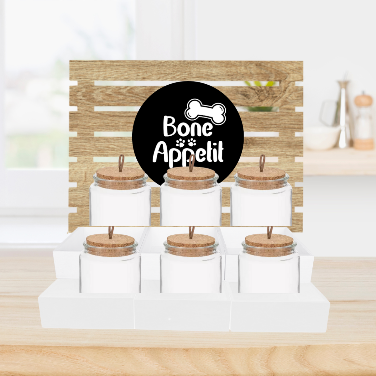 6 Shelf Pet Treat Bar with Jars