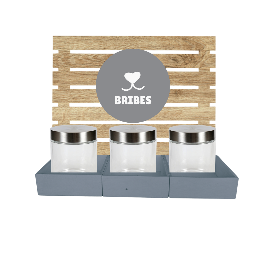 Grey Dog Treat Jar Bar w/ Stainless Lid Jars