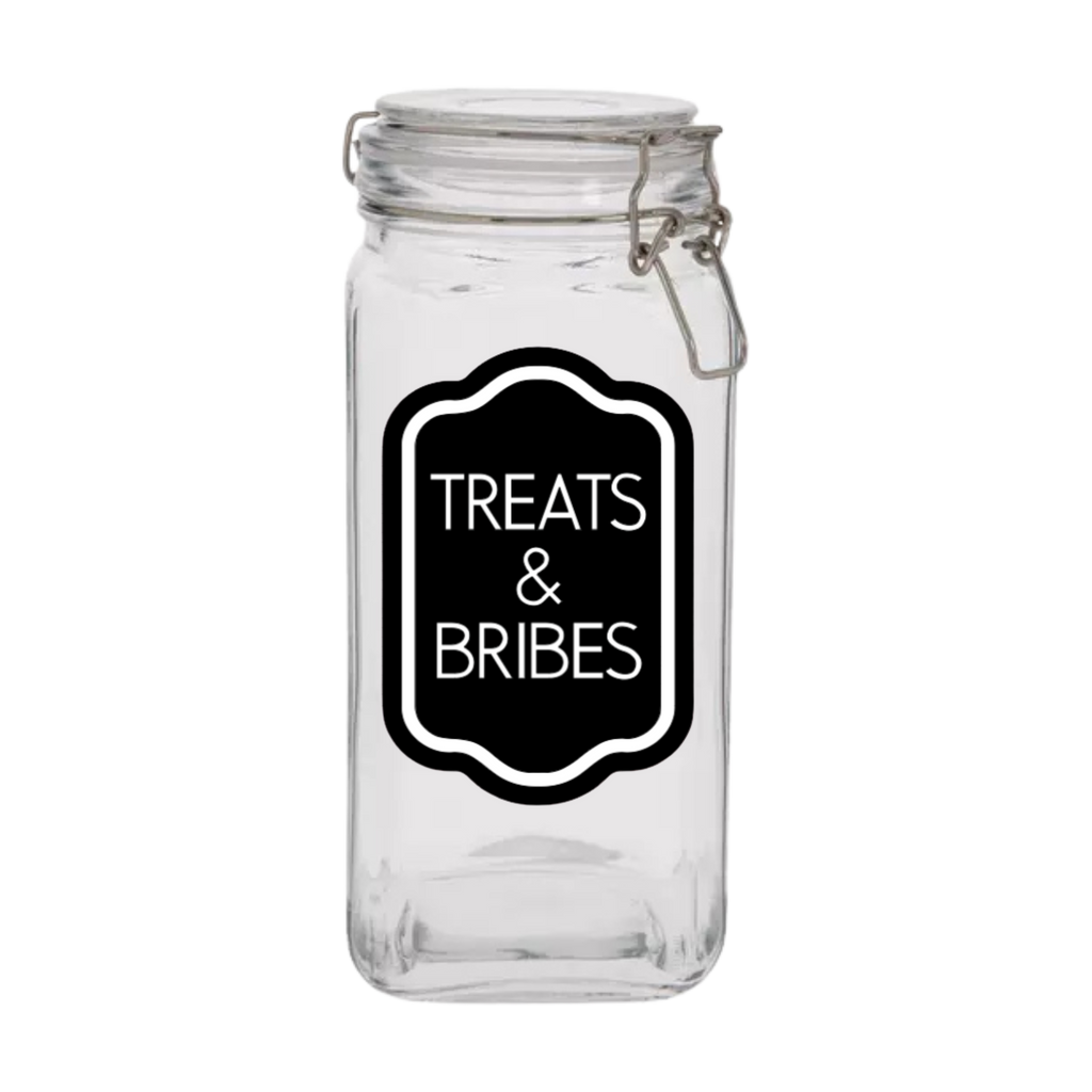 Sparky & Co Treats & Bribes Glass Treat Canister With Latch-Style Lid 57oz