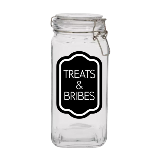 Sparky & Co Treats & Bribes Glass Treat Canister With Latch-Style Lid 57oz