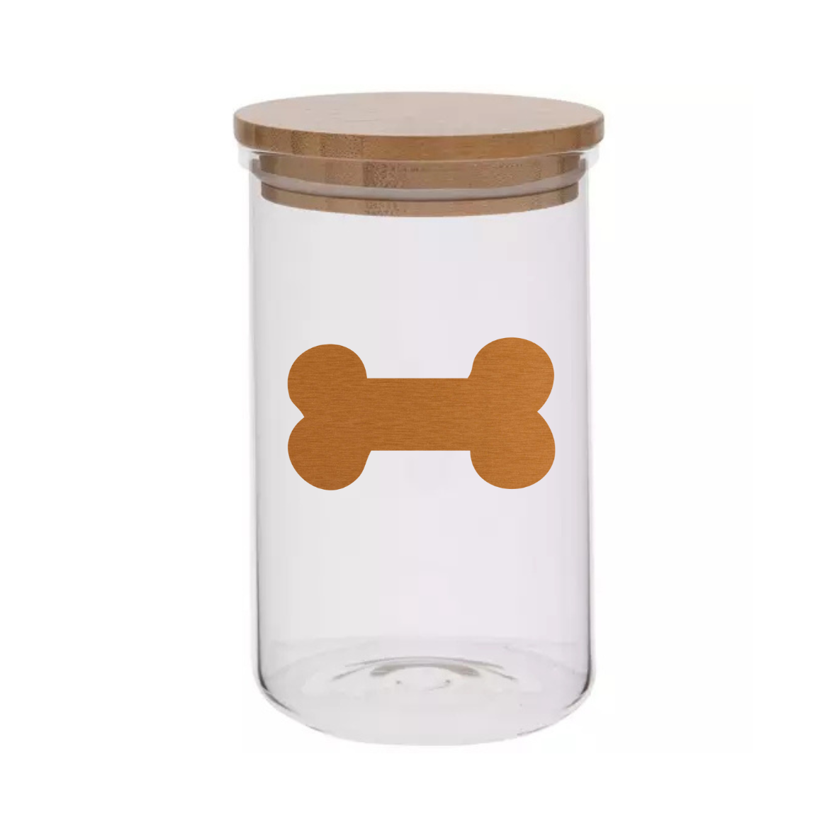 20oz Metallic Bone Cylinder Glass Treat Canister With Bamboo Lid