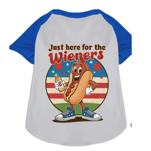 Sparky & Co "Here for the Weiners" Patriotic Pet T-Shirt