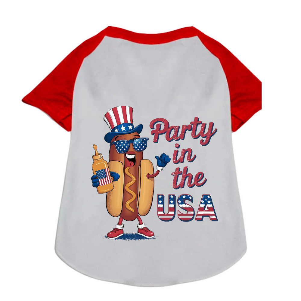 Sparky & Co "Here for the Weiners" Patriotic Pet T-Shirt