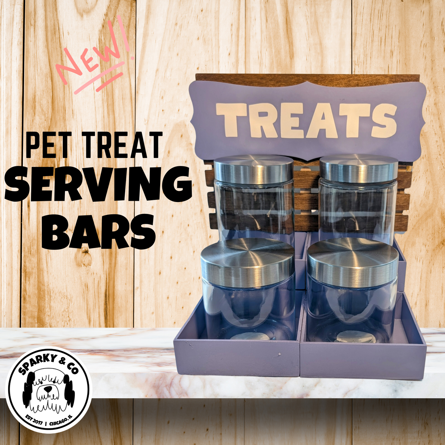 Modern Cylinder Jar Pet Treat Serving Station