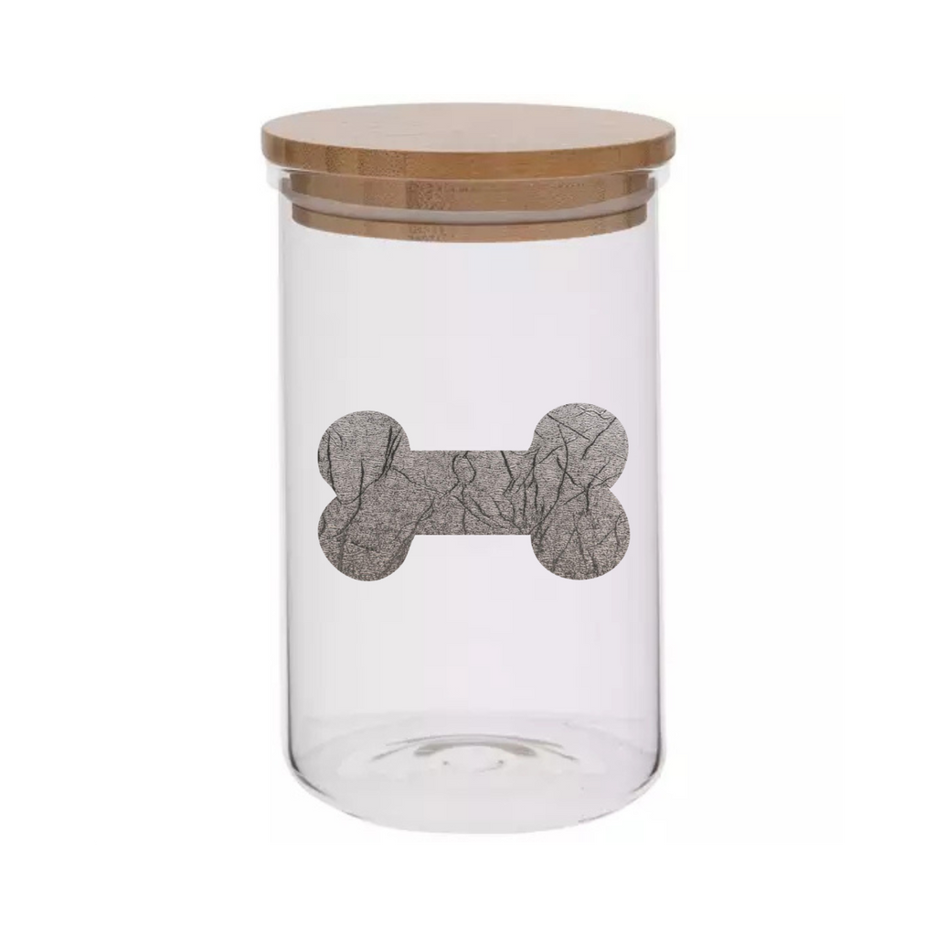 20oz Metallic Bone Cylinder Glass Treat Canister With Bamboo Lid