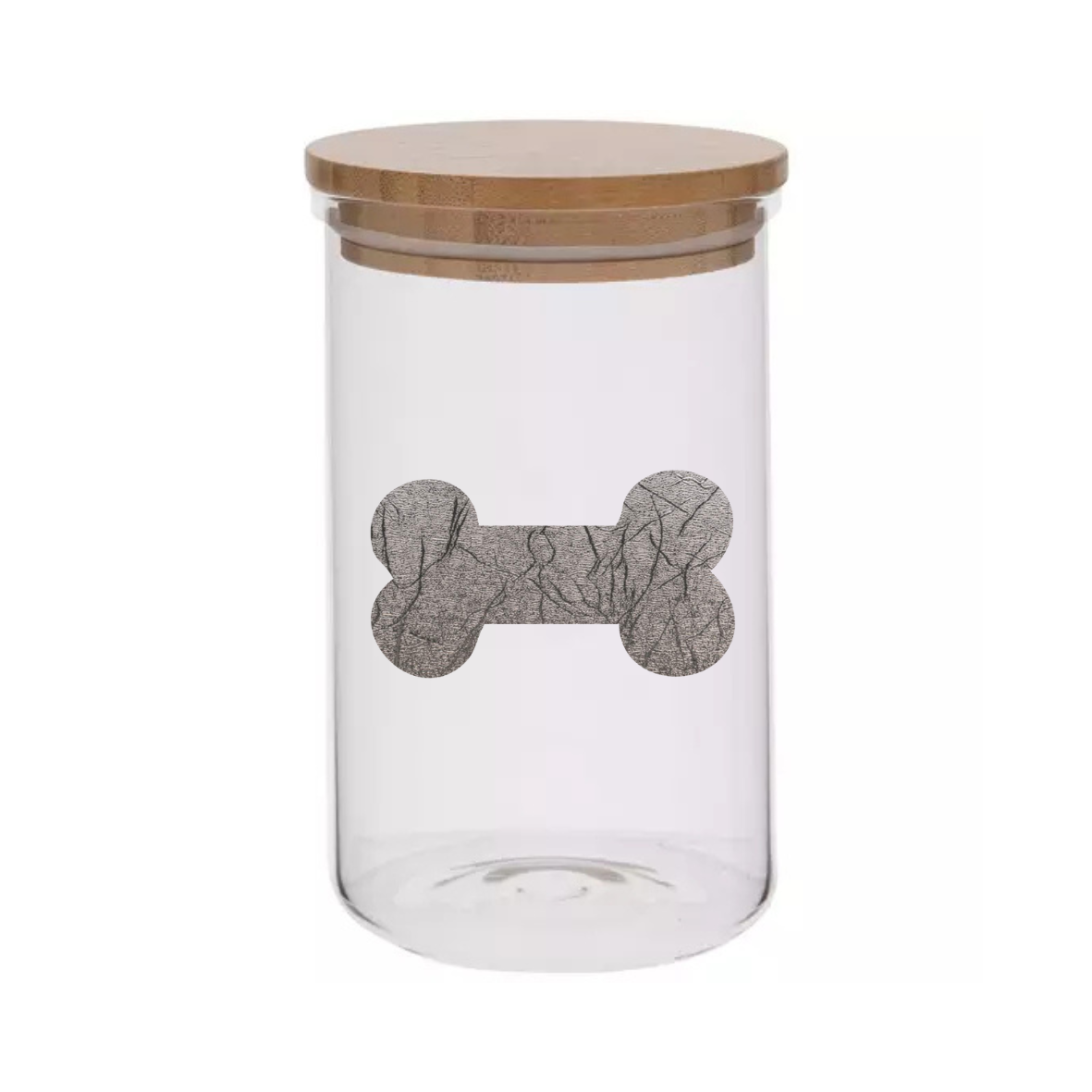 20oz Metallic Bone Cylinder Glass Treat Canister With Bamboo Lid