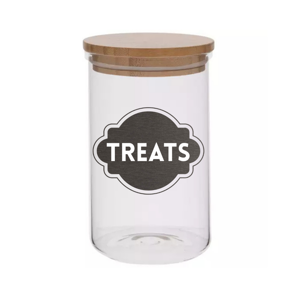 20oz Metallic Art Deco Treats Cylinder Glass Treat Canister With Bamboo Lid