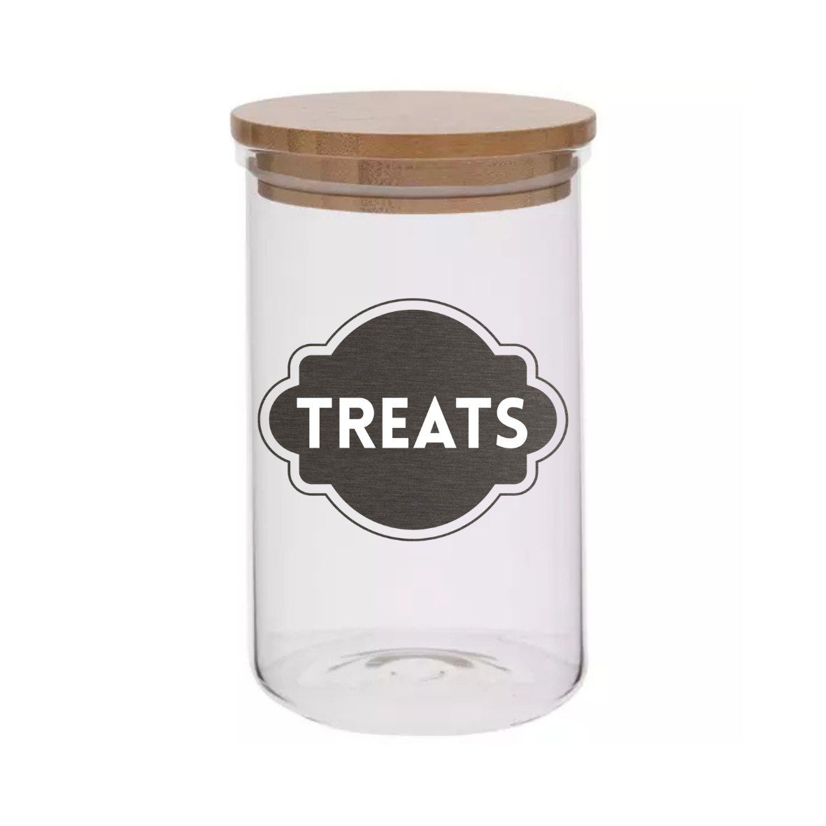 20oz Metallic Art Deco Treats Cylinder Glass Treat Canister With Bamboo Lid