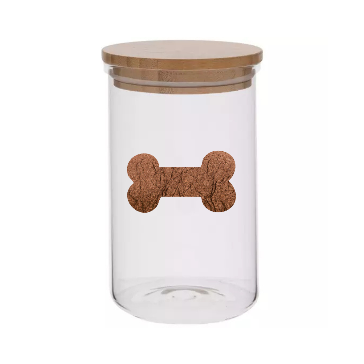 20oz Metallic Bone Cylinder Glass Treat Canister With Bamboo Lid